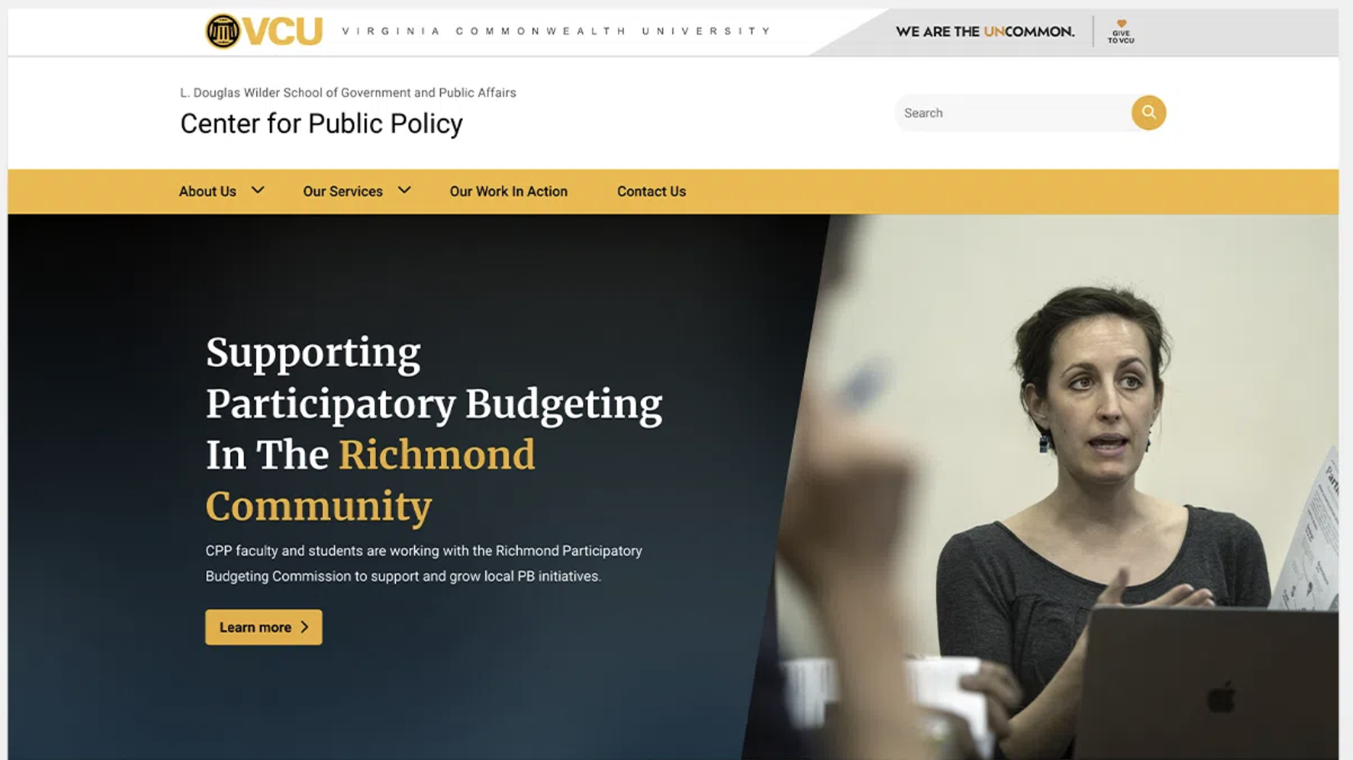 Web strategy and content for VCU Public Policy